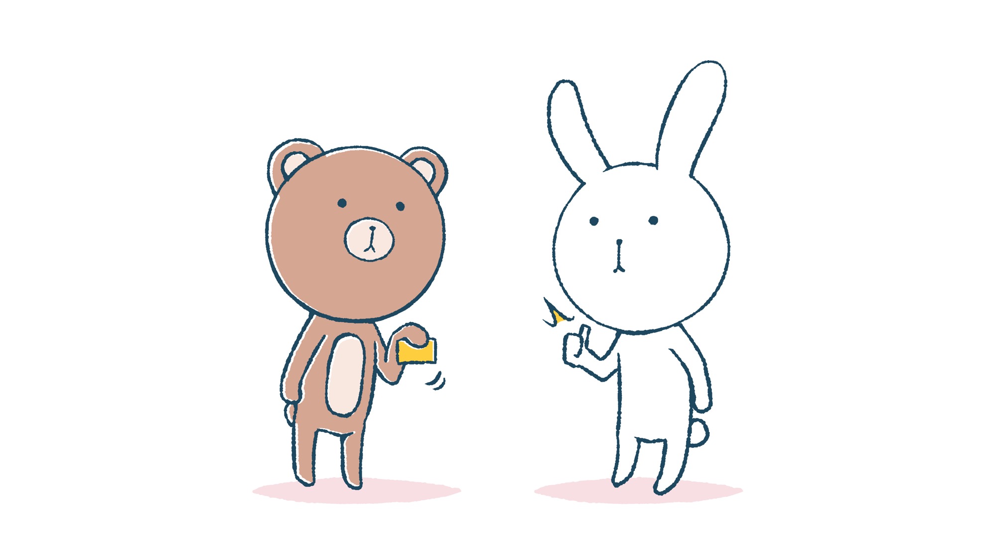 話をするクマとうさぎ
