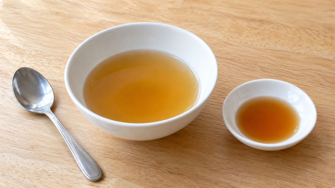 合わせ調味料と、別に取り分けた調整用のナンプラー