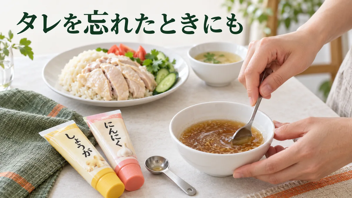 タレを忘れた食卓でも、小鉢で調味料とチューブ香味材料を混ぜて用意するイメージ