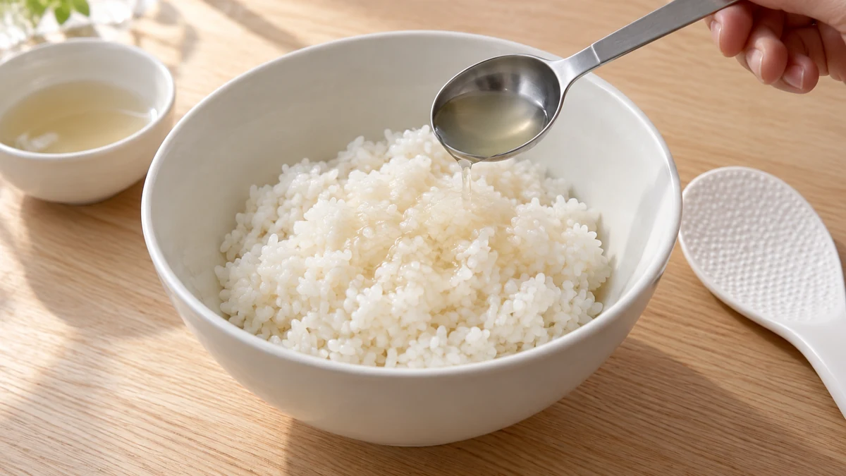 炊いたごはんに少量の加熱済みゆで汁を加える